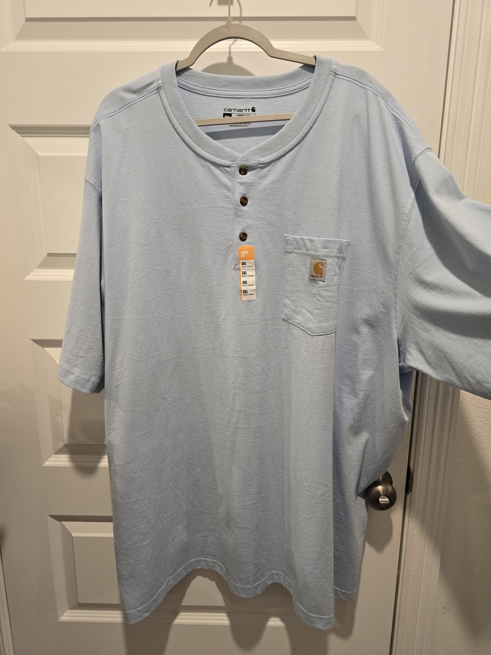 Carhartt Light Blue Short-Sleeve Henley Pocket Tee